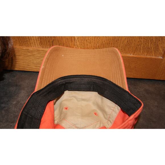 Carhartt Leather Patch Coral Orange Hat Cap Casual Fit OSFA - Picture 7 of 7